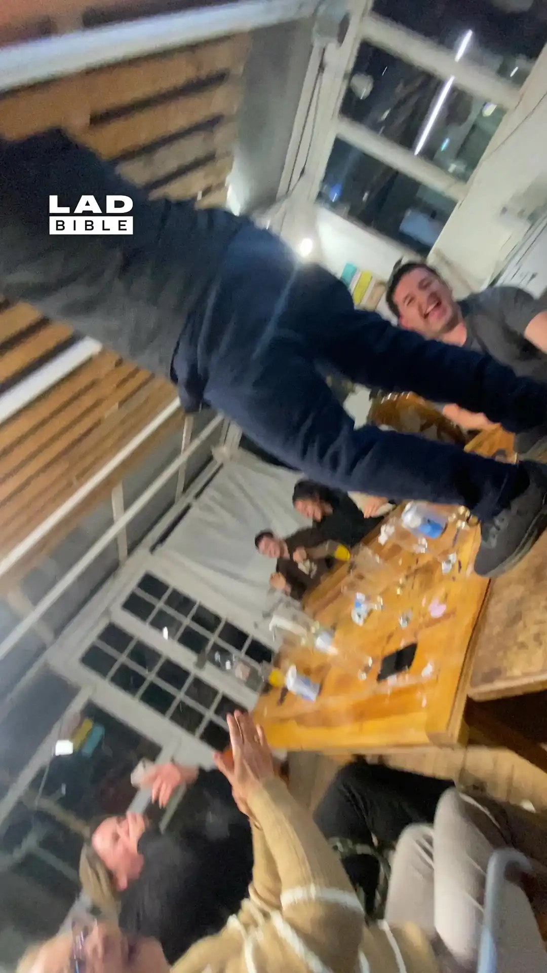 Grandad takes huge fall on table 😬😂