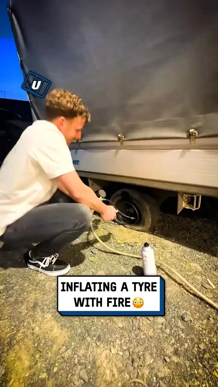 Who knew you could use fire to inflate your tires 🛞😳🔥
