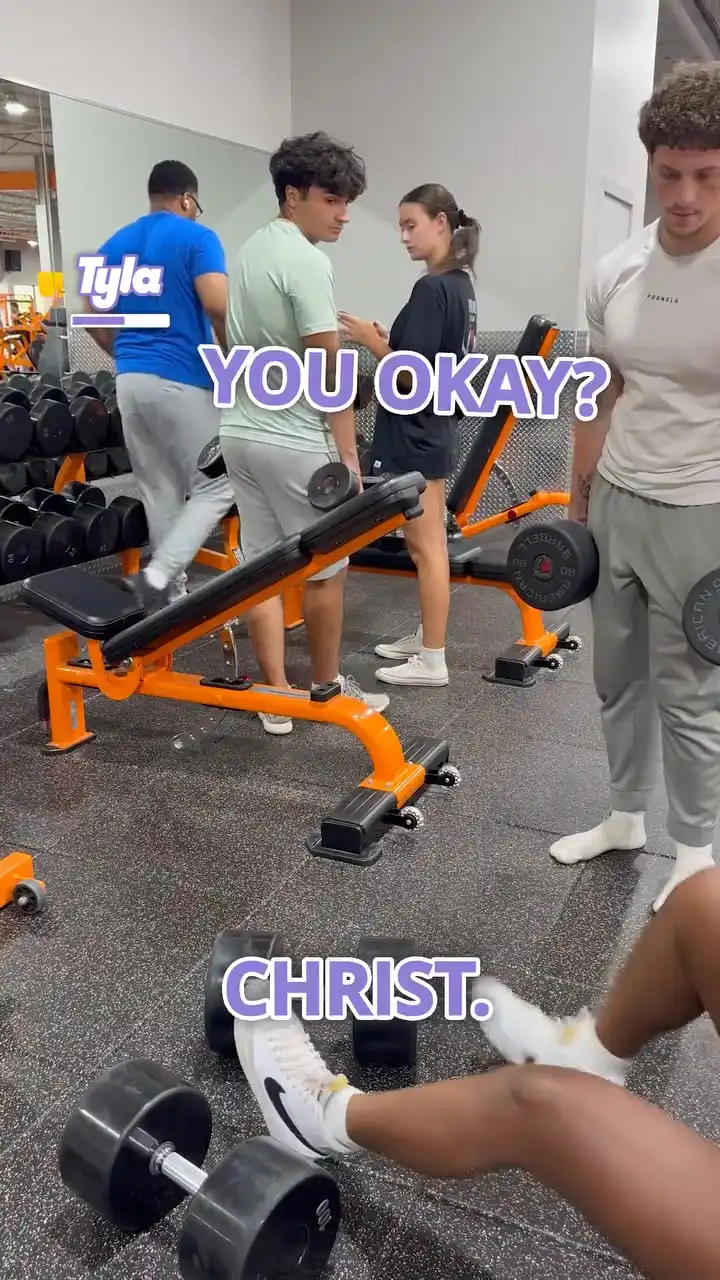 Those dumbbells were out to get her 😬😂 #fblifestyle