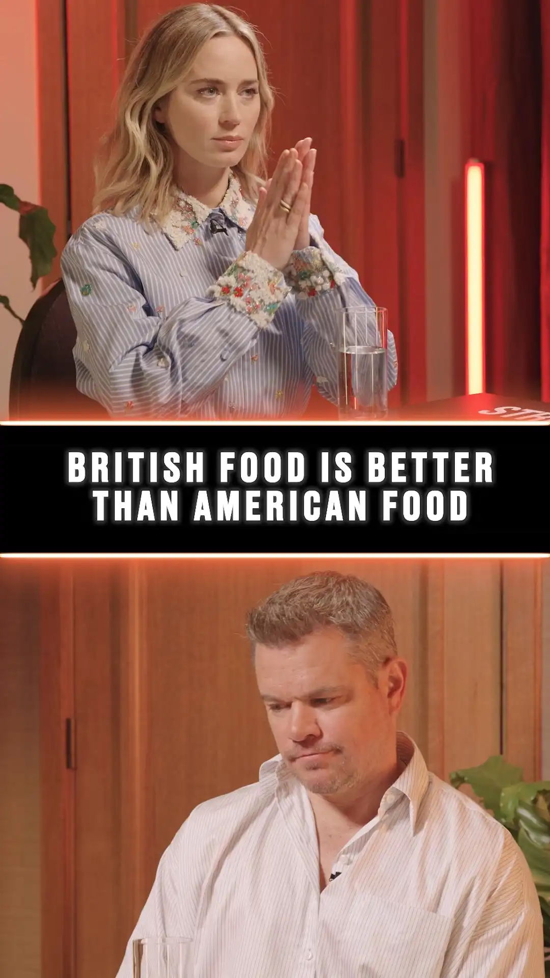 Emily Blunt & Matt Damon compare UK and US food