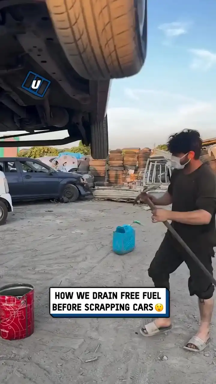 Draining free fuel from scrap cars 🚙😲
