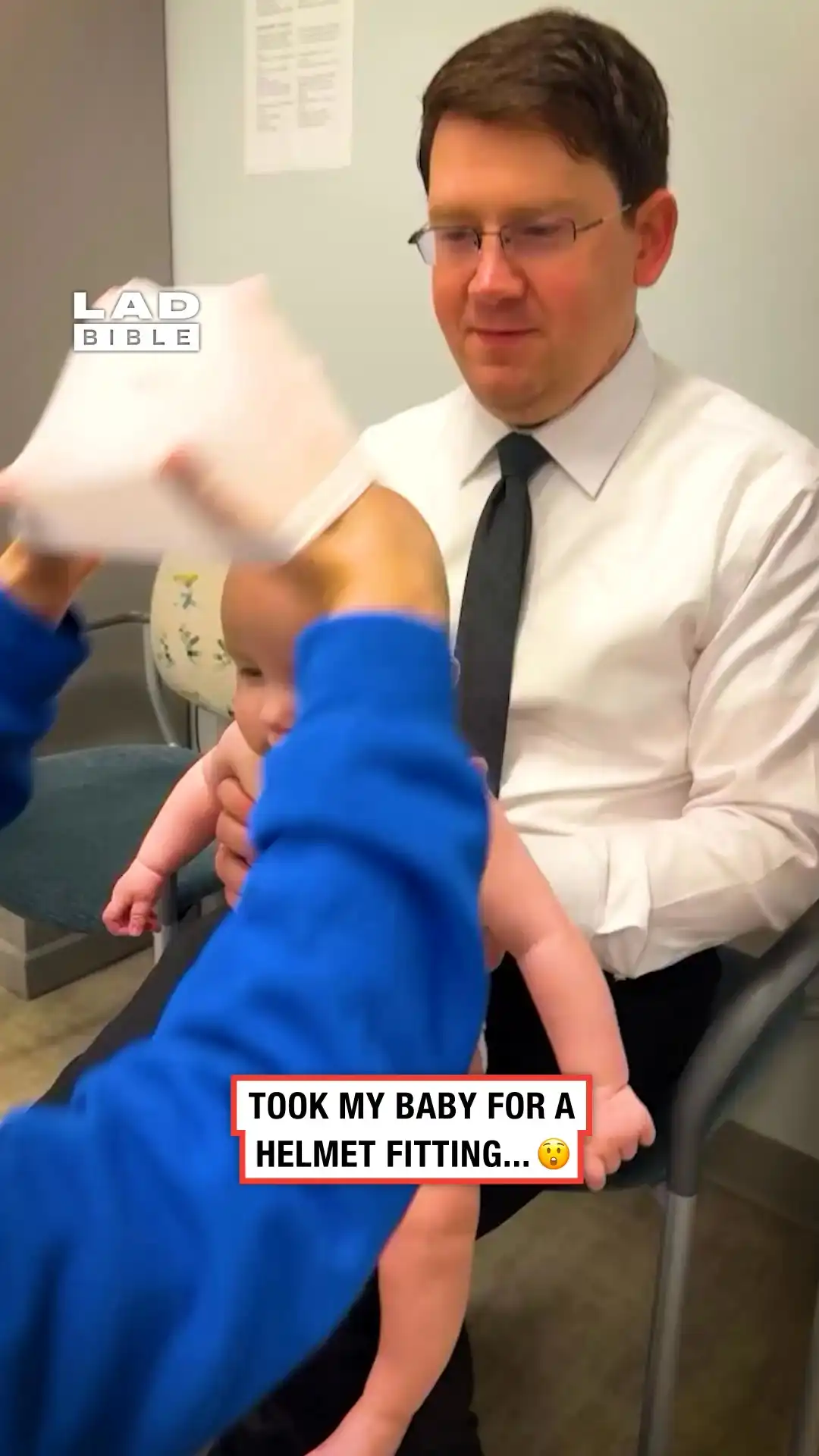 Adorable helmet fitting for this baby 👏