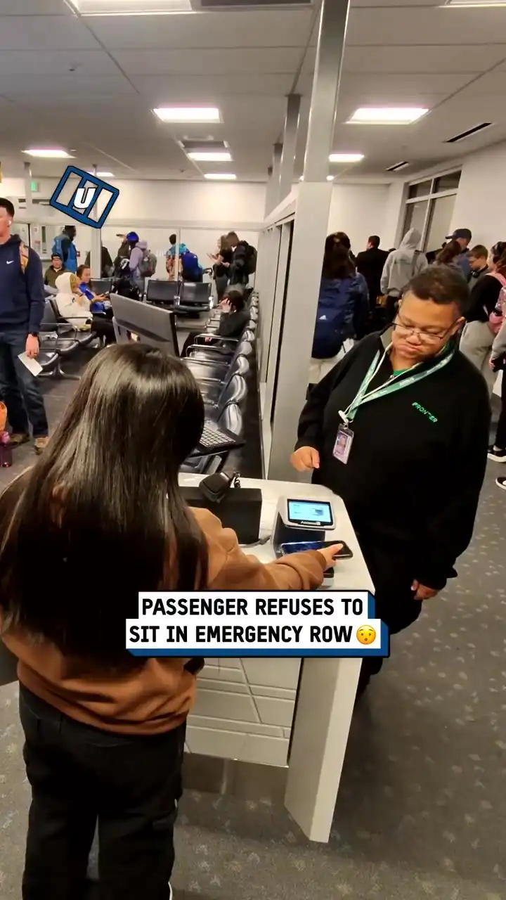Woman refuses to sit in emergency row 🛩️😱