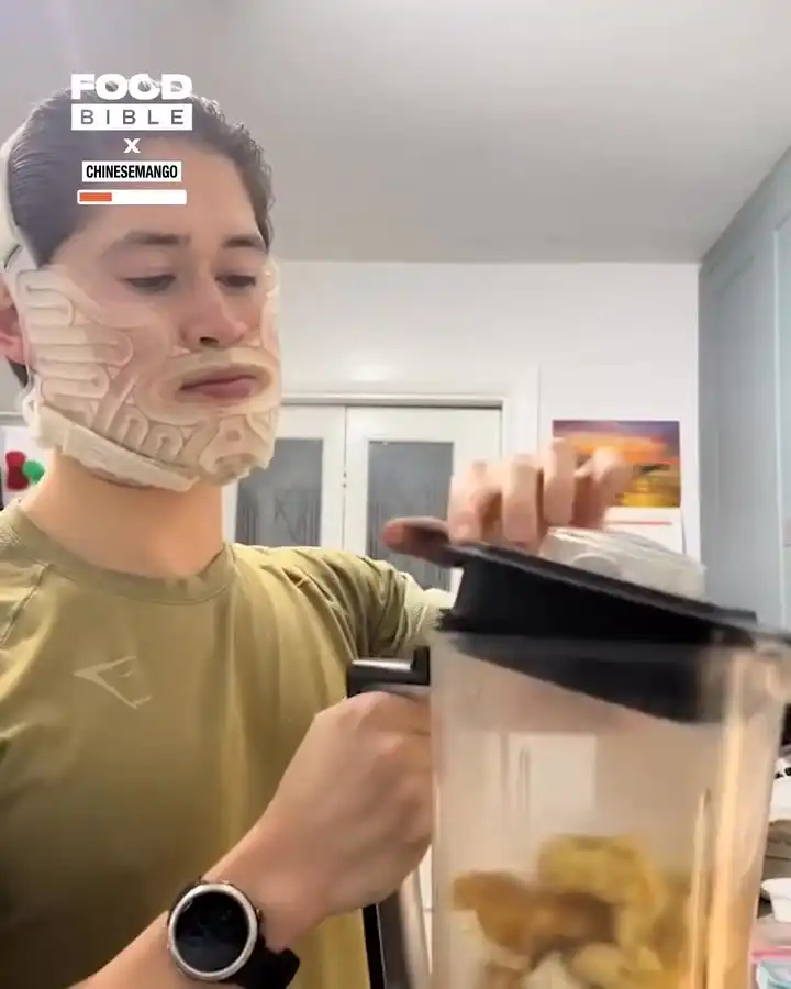 Blending fish and chips because I can't chew 😲