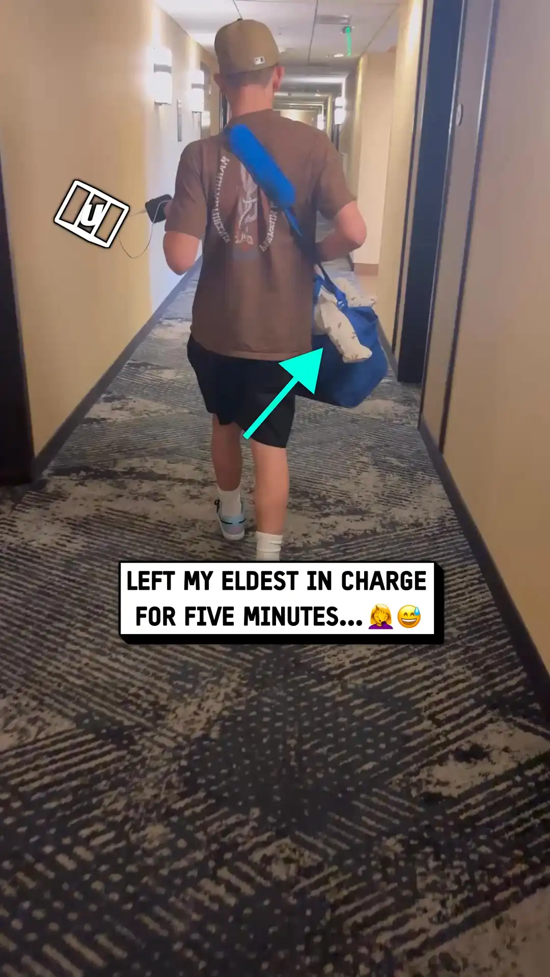 He used a duffle bag to carry his little brother