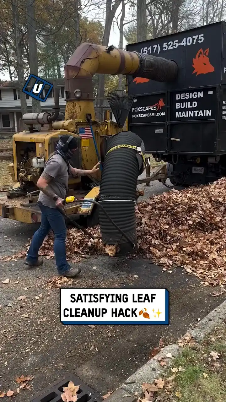 Satisfying leaf cleanup hack 🍂😲