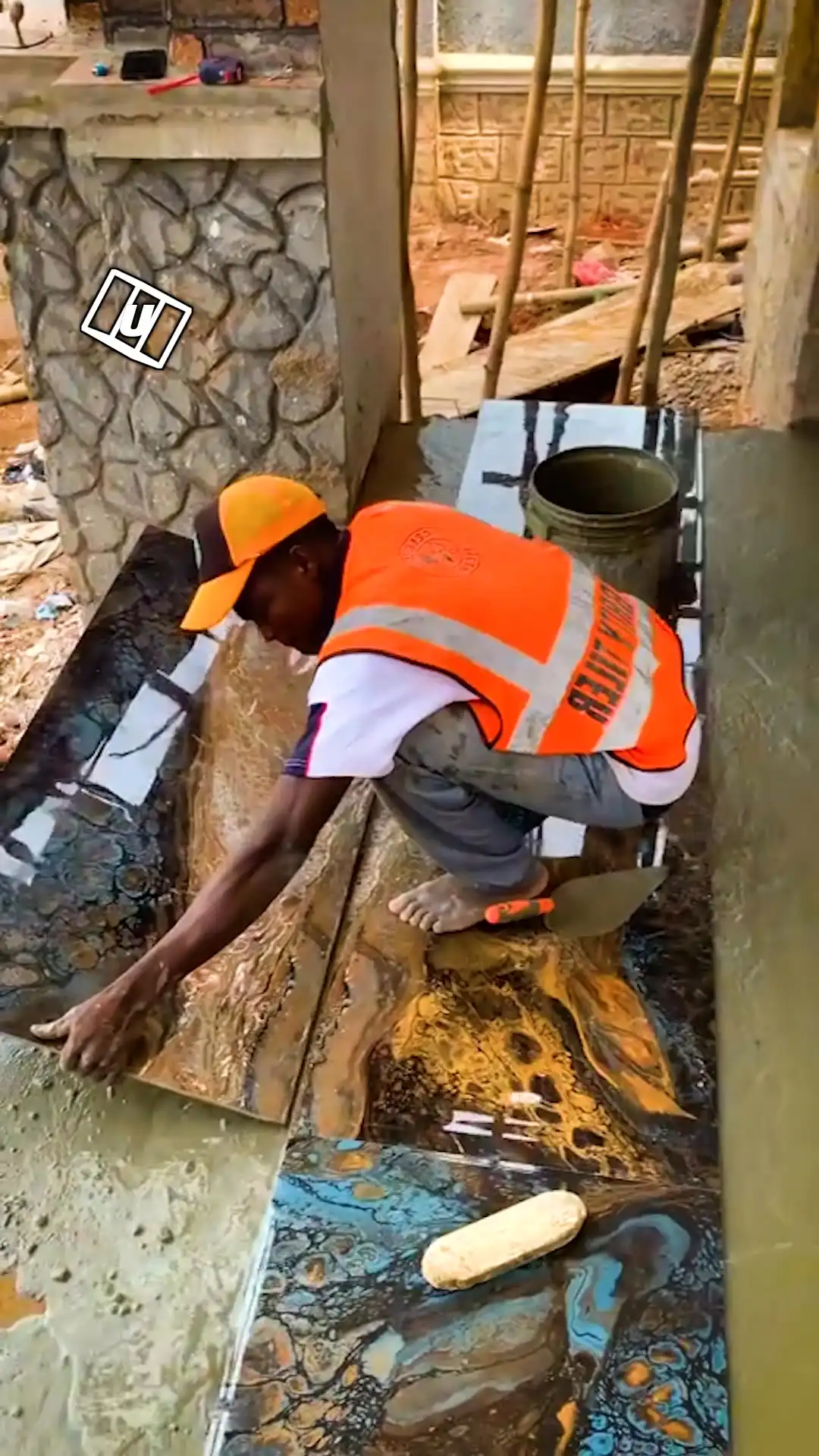 Smooth marble floor tilling 😮‍💨🧱