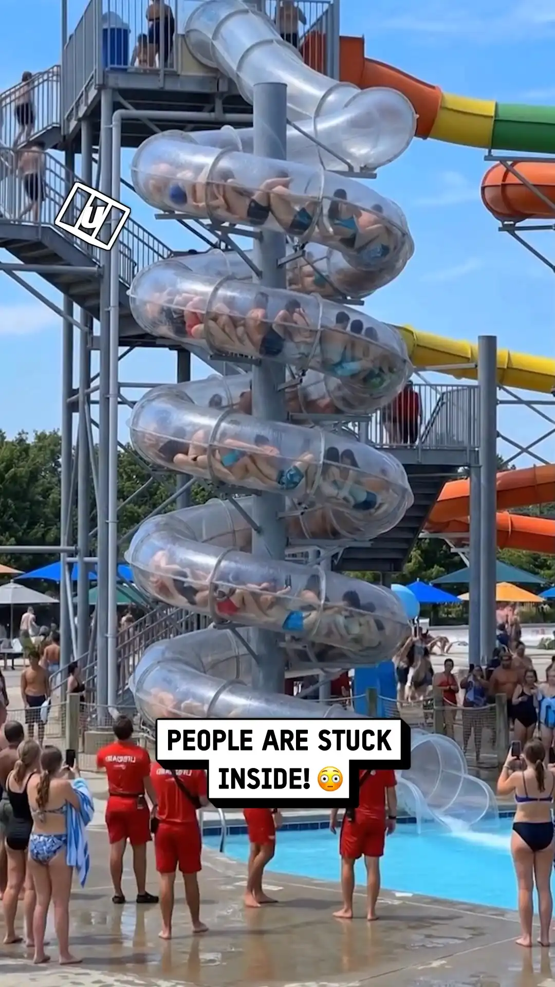 We got stuck on a water slide 💀💦