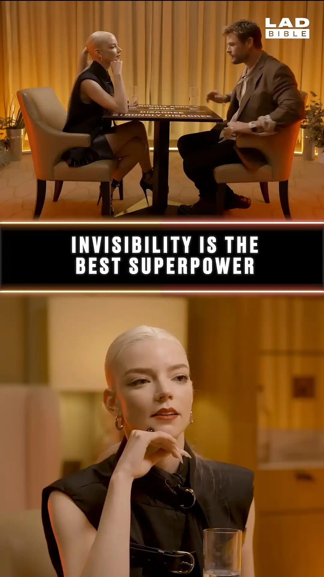 Anya Taylor-Joy and Chris Hemsworth play Agree To Disagree