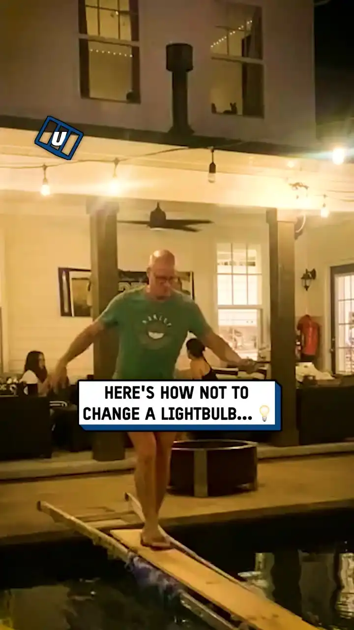 Light bulb change over a pool 💡🫣