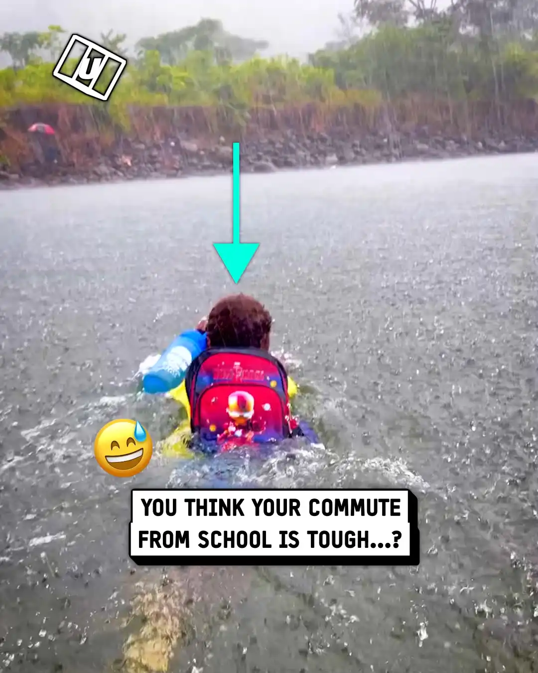 My daughter swims to school 🥹🌊