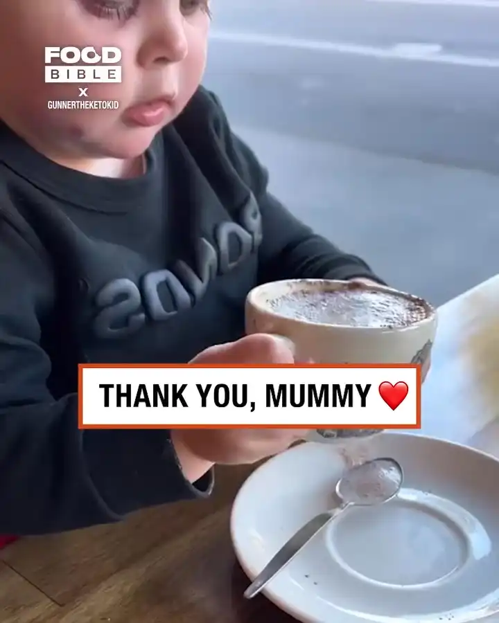 Toddler's wholesome reaction to morning coffee ☕️