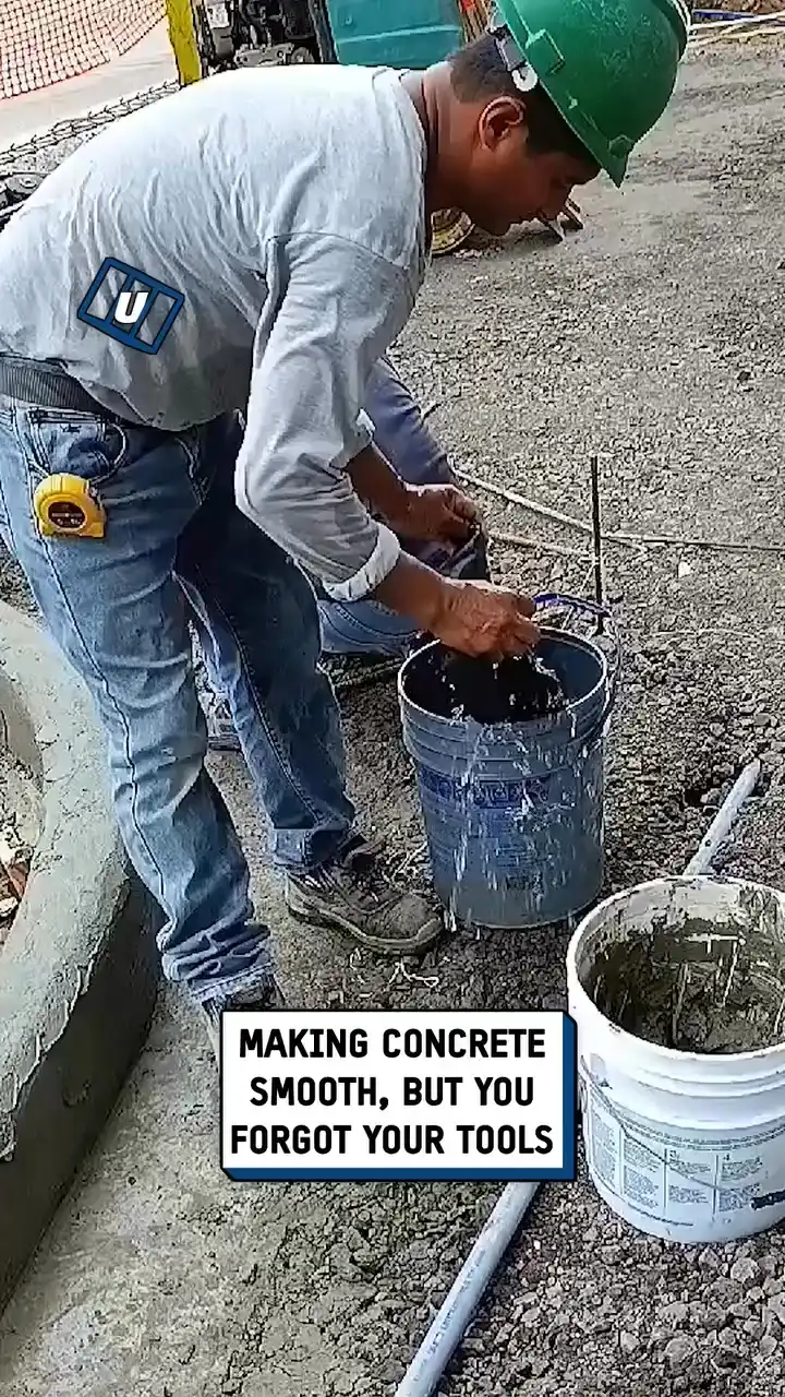 Smoothing concrete without any tools hack 🤯👏