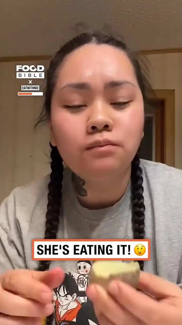 Woman eats strange egg 🥚