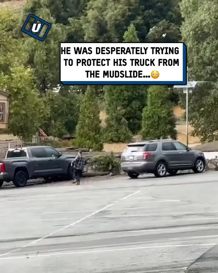 Mudslide nearly sweeps man away 🛻😱