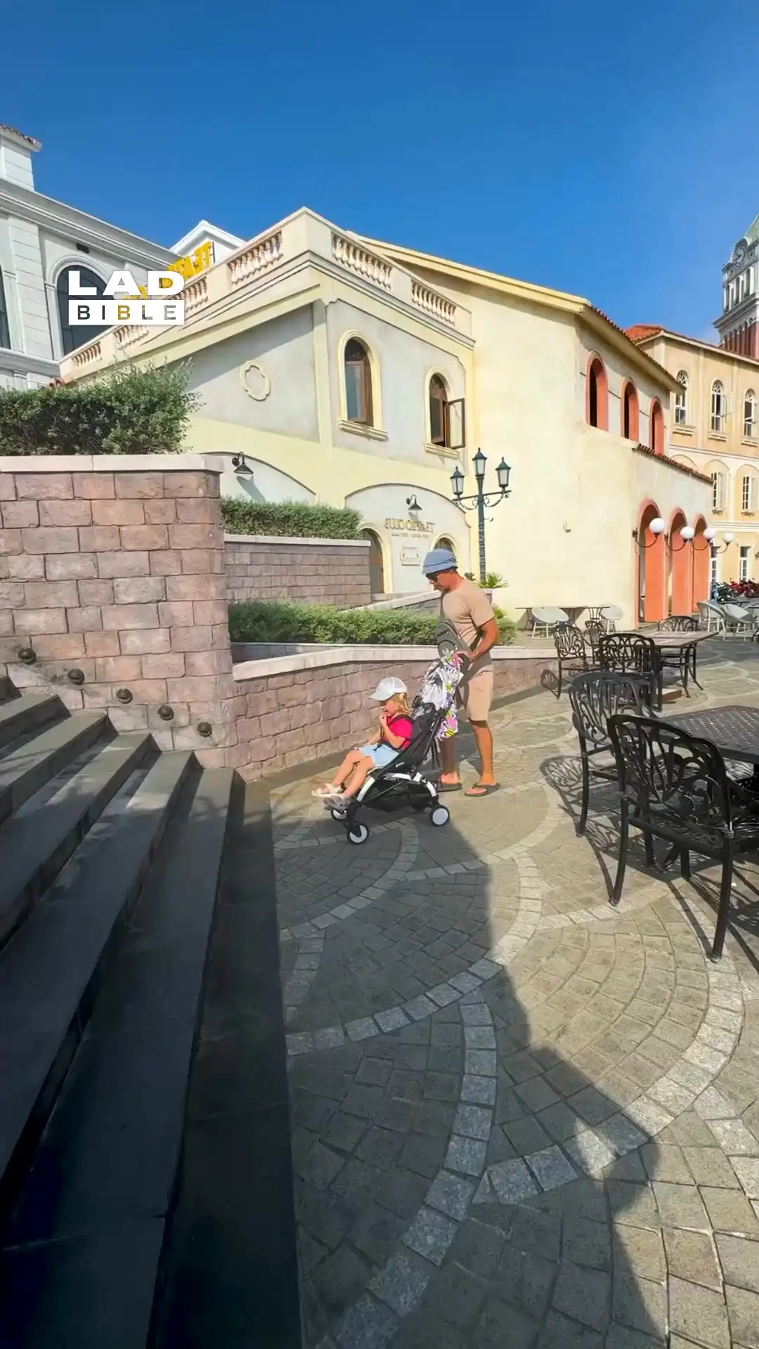 My husband's interesting method of getting the pram up the stairs 😅