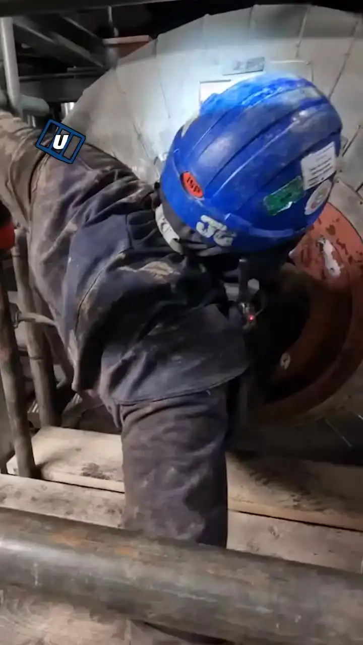 Examining a boiler drum 😮🔥
