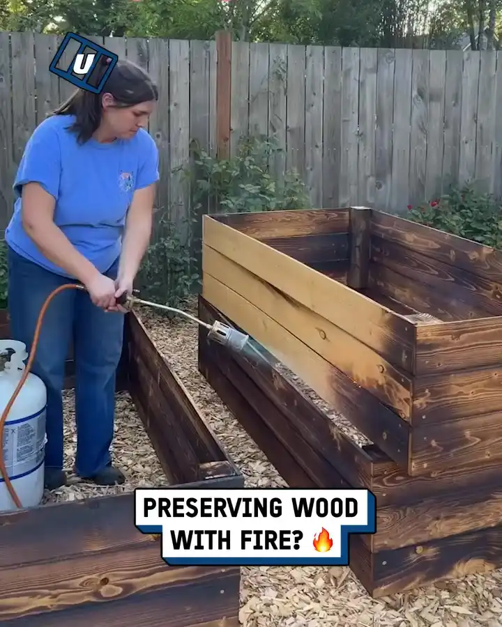 Flame finishing a wooden fence 🔥😲