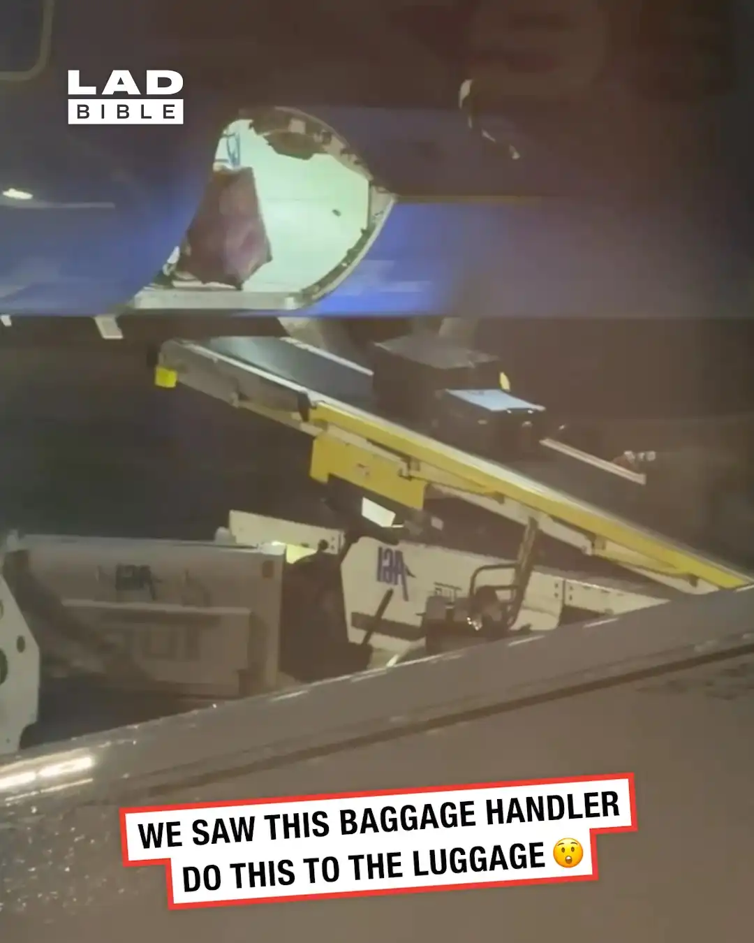 Airport baggage handlers launch bags off the plane 😳✈️