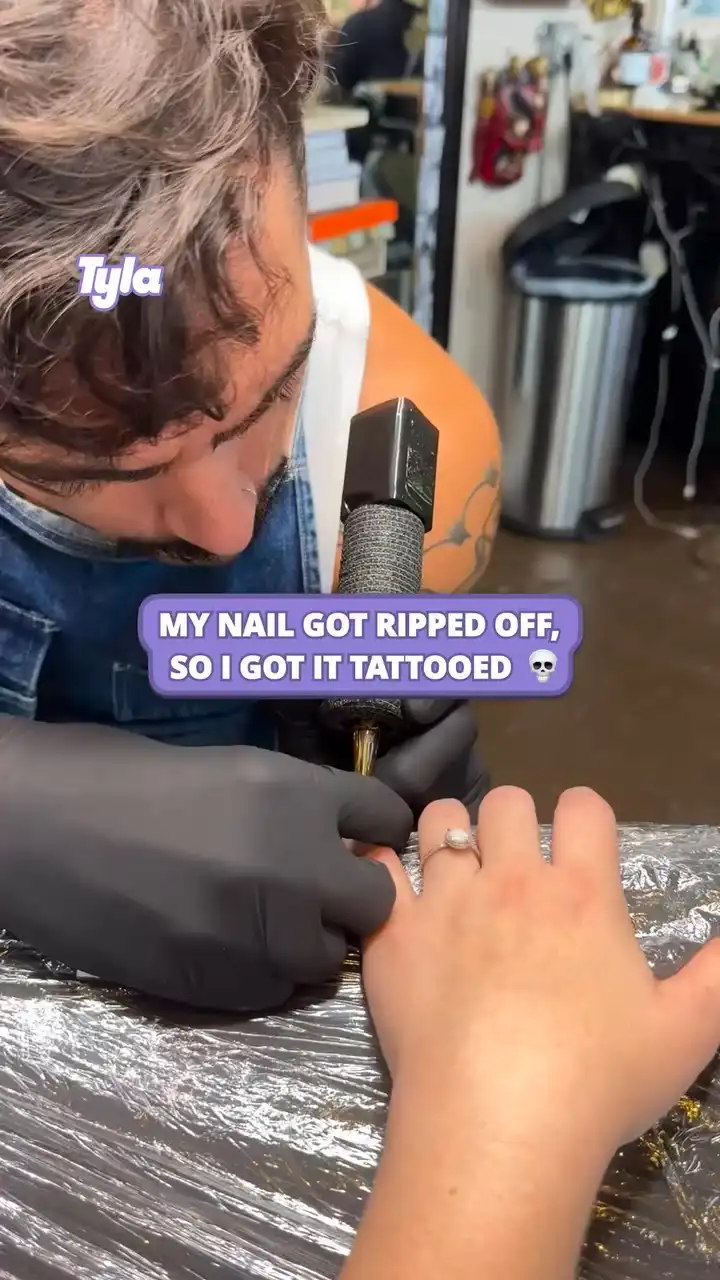 My nail got ripped off so I got it tattooed 😅