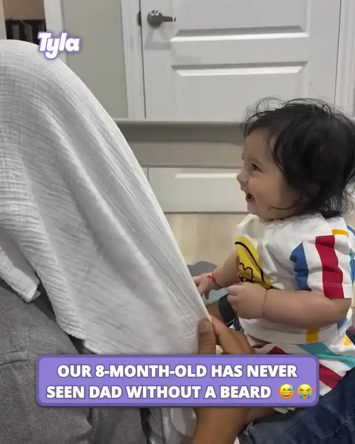8 month old has never seen dad without a beard 🧔‍♂️