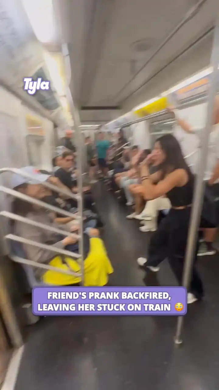 Friend's prank backfired leaving her stuck on train 😫🚆
