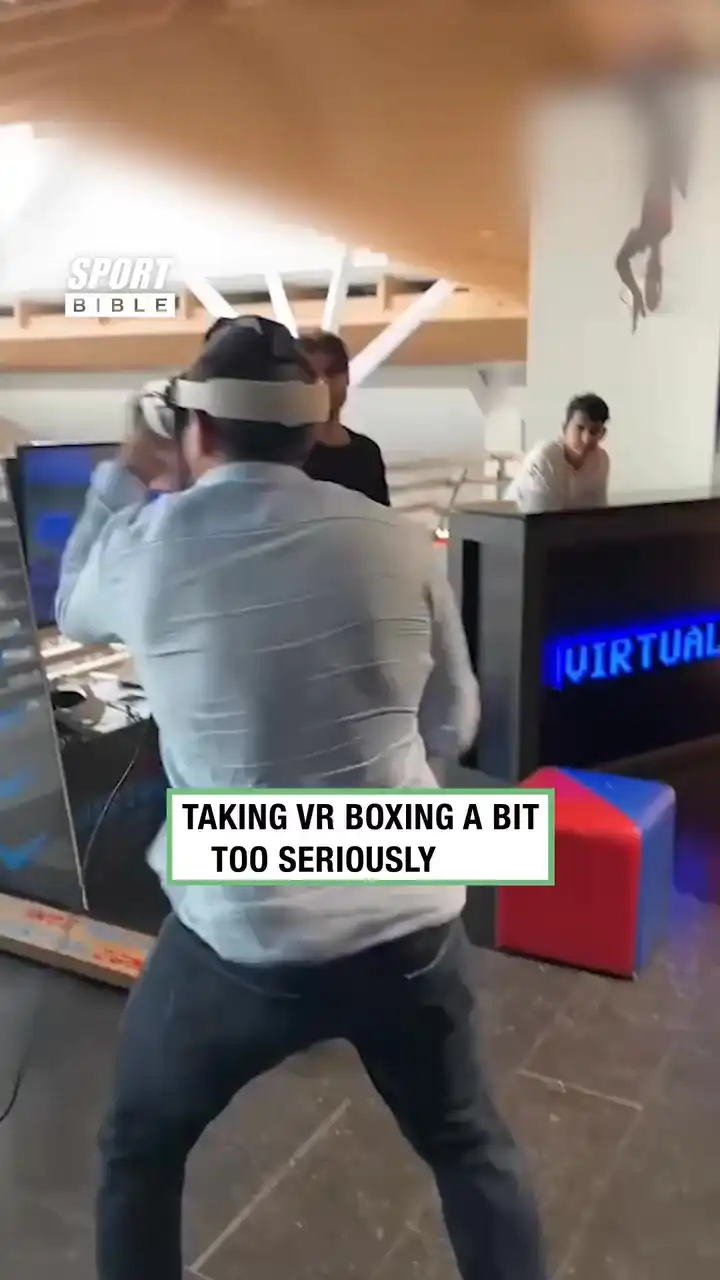 Guy Takes VR Boxing Too Far