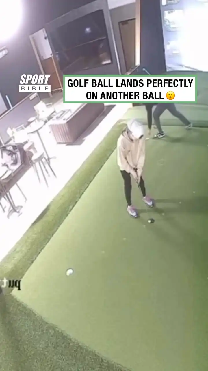 Golf Ball Perfectly Lands On Another Ball