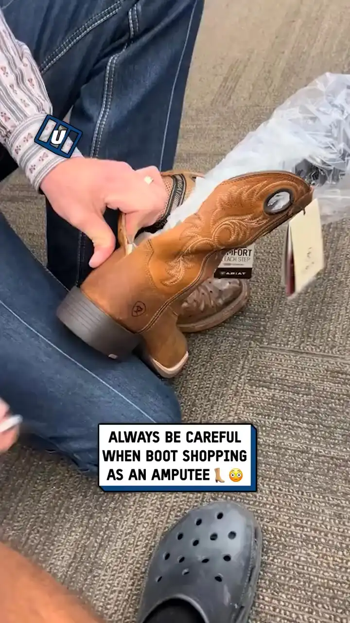 Boot shopping as an amputee goes wrong 😳🤠