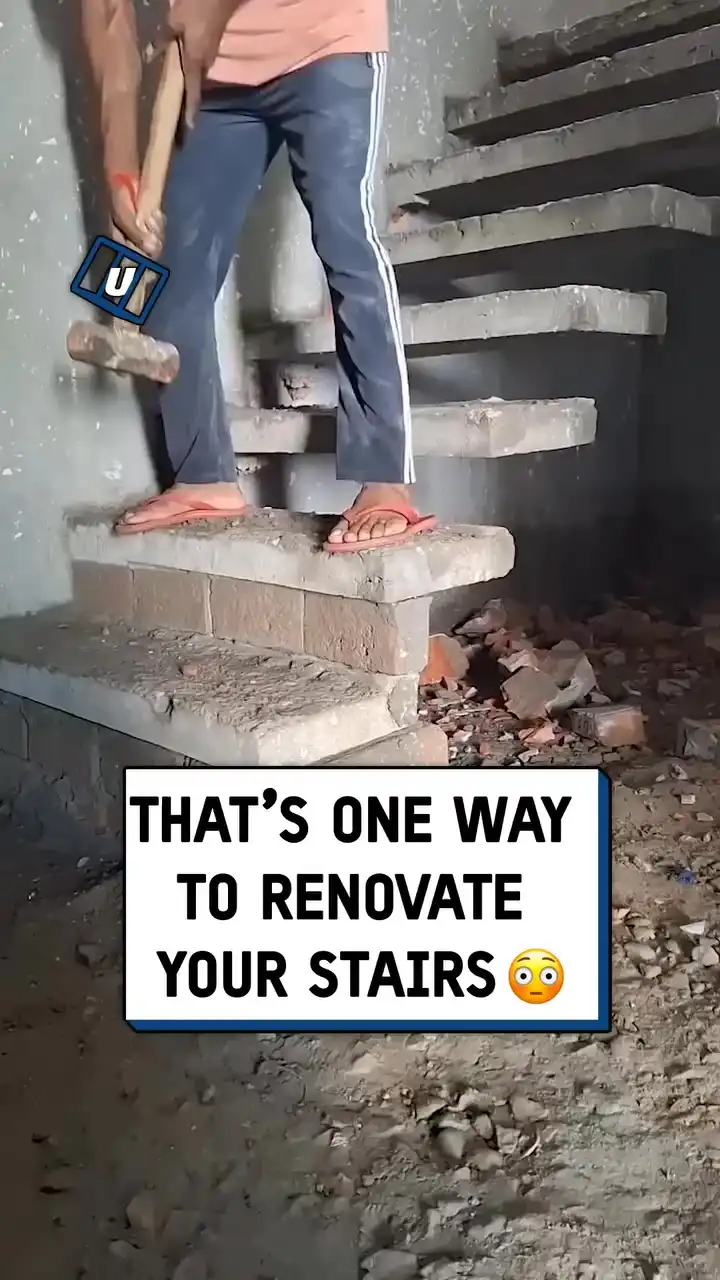 I was waiting for the stairs to collapse underneath him 🫣🤣 #fblifestyle
