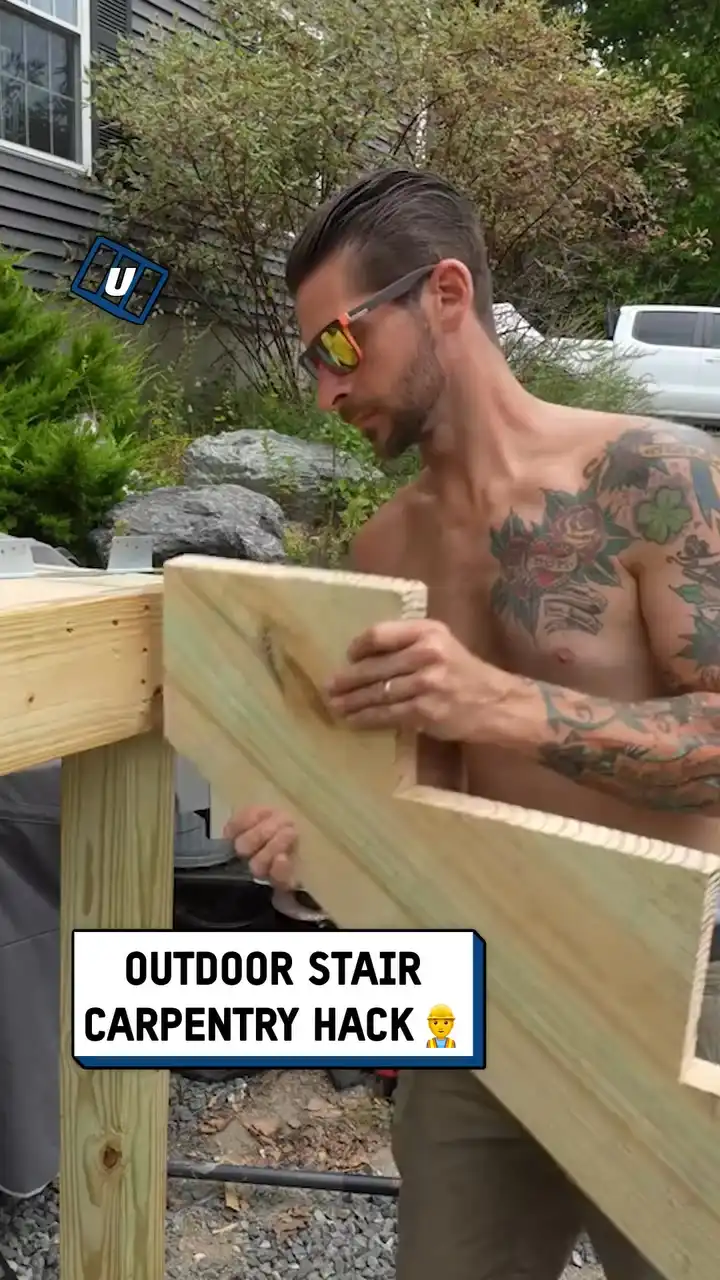 Outdoor stair carpentry hack πͺ΅π€―