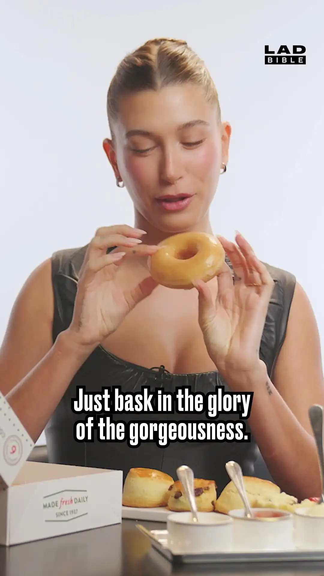 Hailey Bieber chooses between Krispy Kreme doughnuts and scones