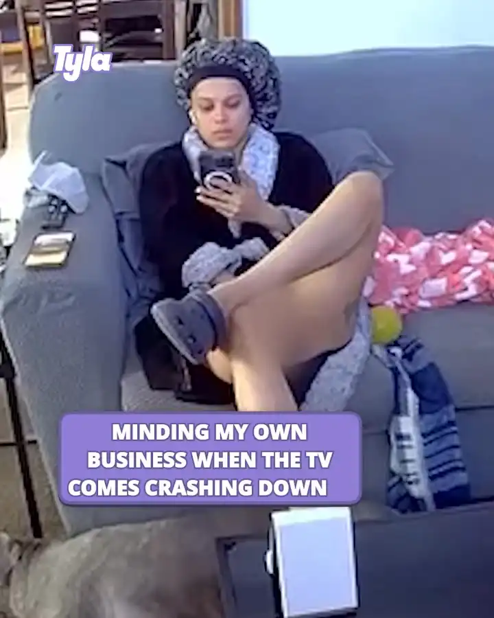 Minding my own business when the TV comes crashing down 😲