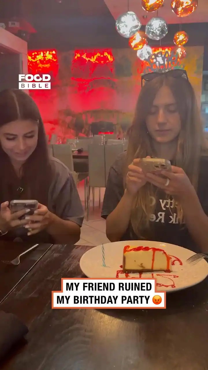 Birthday girl's friend steals the first bite 😅