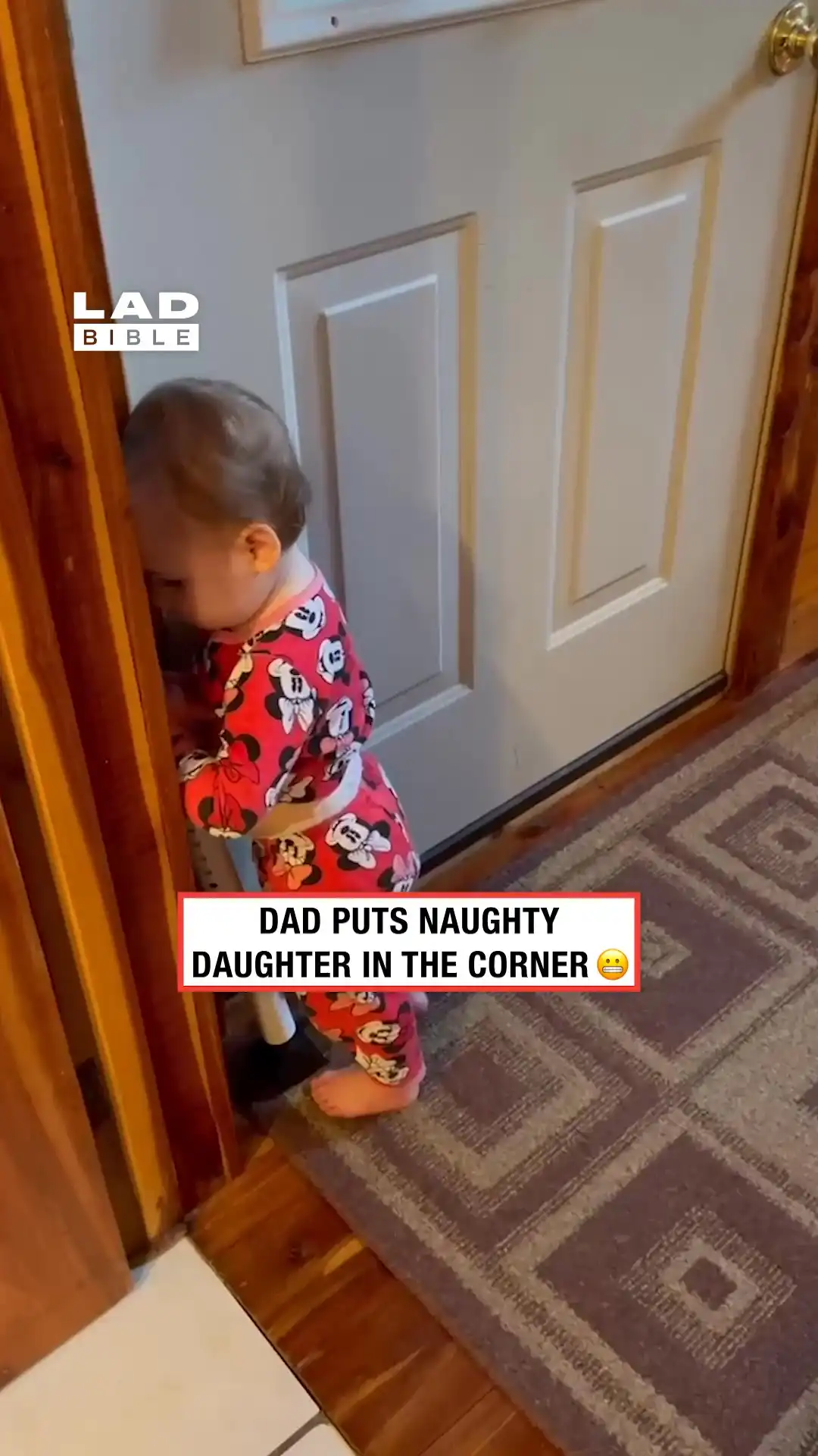 Dad puts daughter in the naughty corner 😂