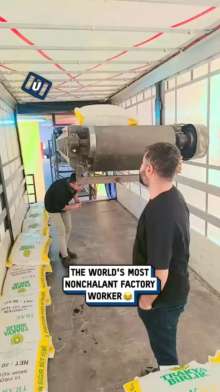 World's most nonchalant factory worker 😎😂