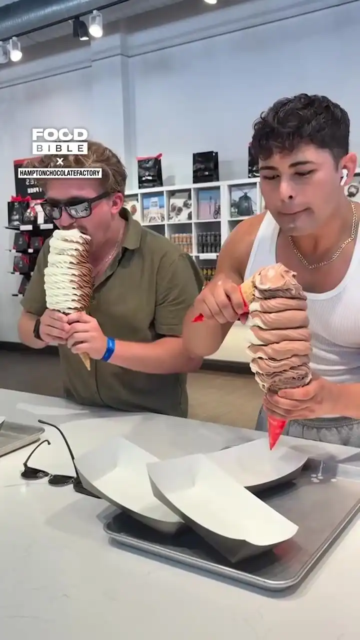 Gym bros try the 5lb ice cream challenge 🍦
