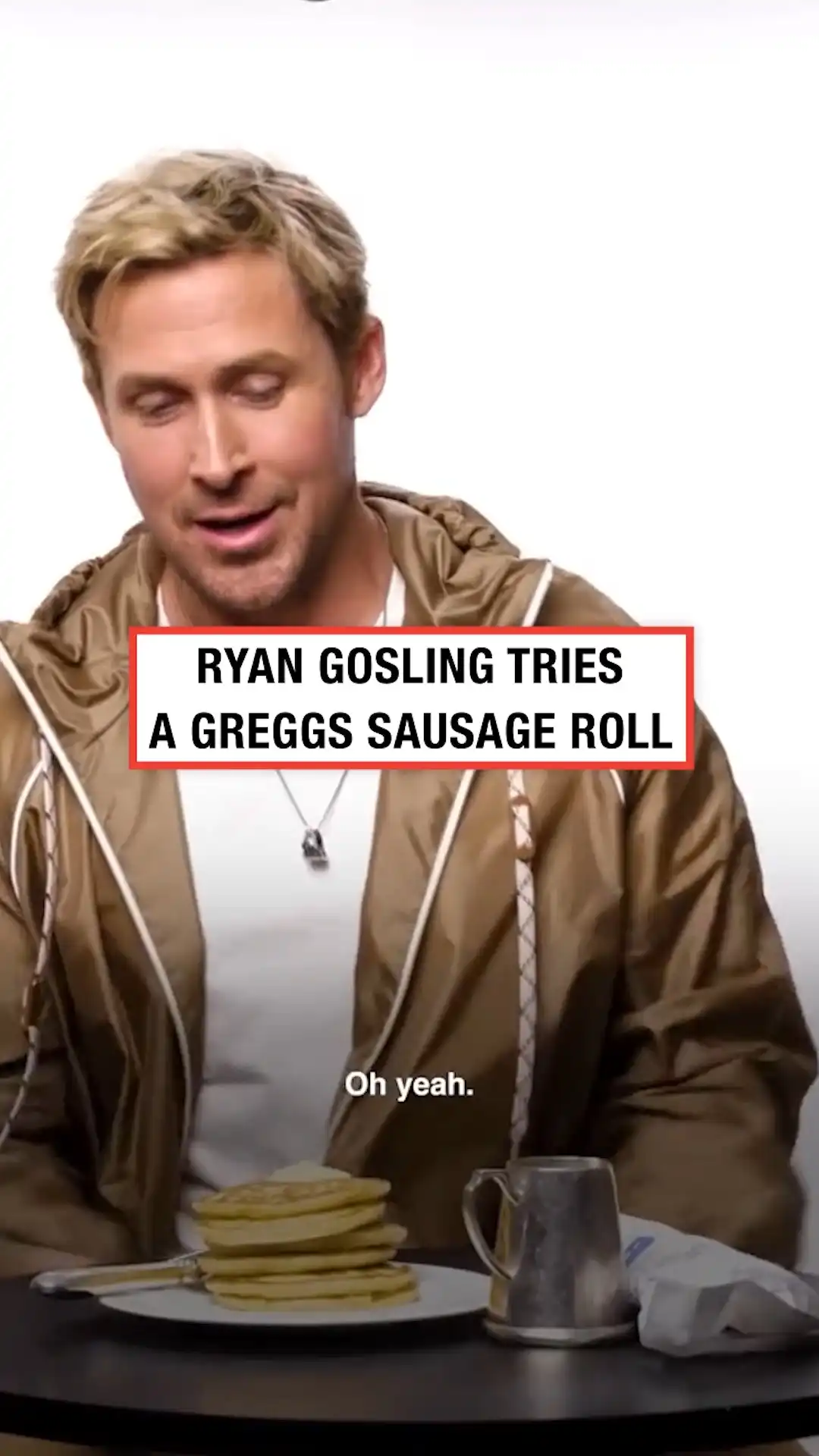 Ryan Gosling tries a Greggs sausage roll