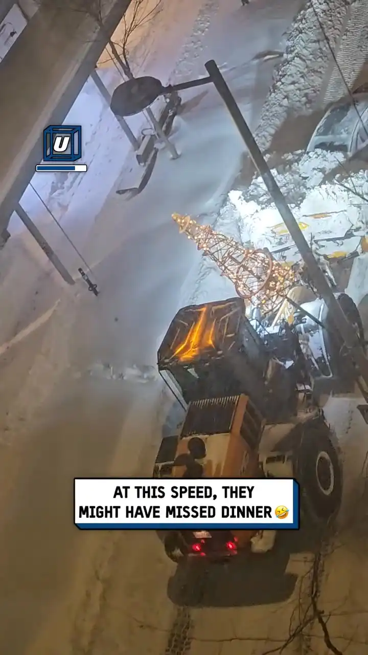 Car gets a ride from snow remover ❄️🤣