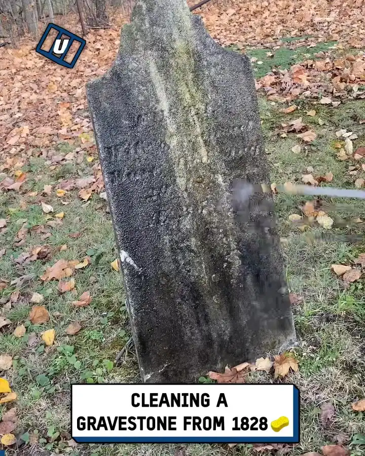 Cleaning a gravestone from 1828 πͺ¦π§½