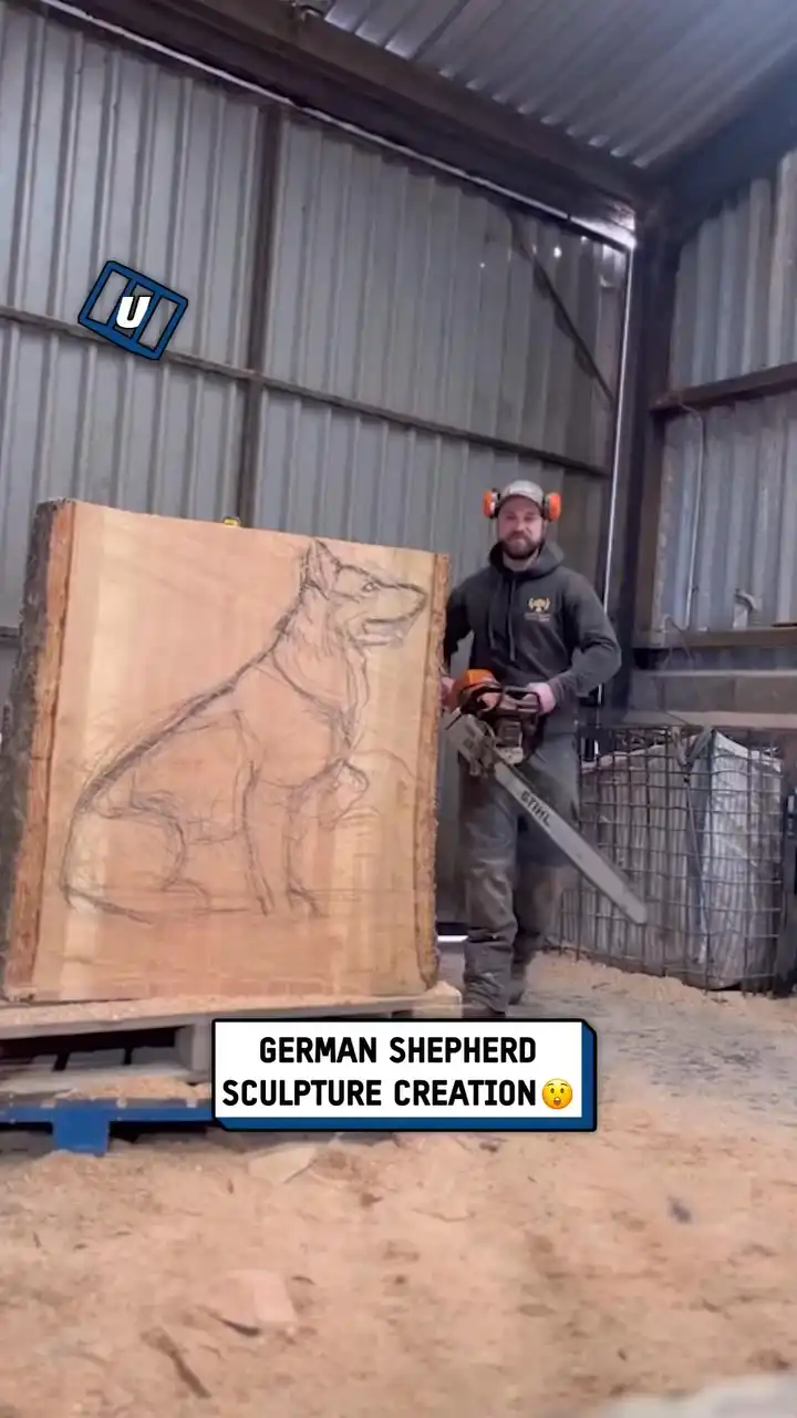 Carving a German Shepherd sculpture 🐶😲