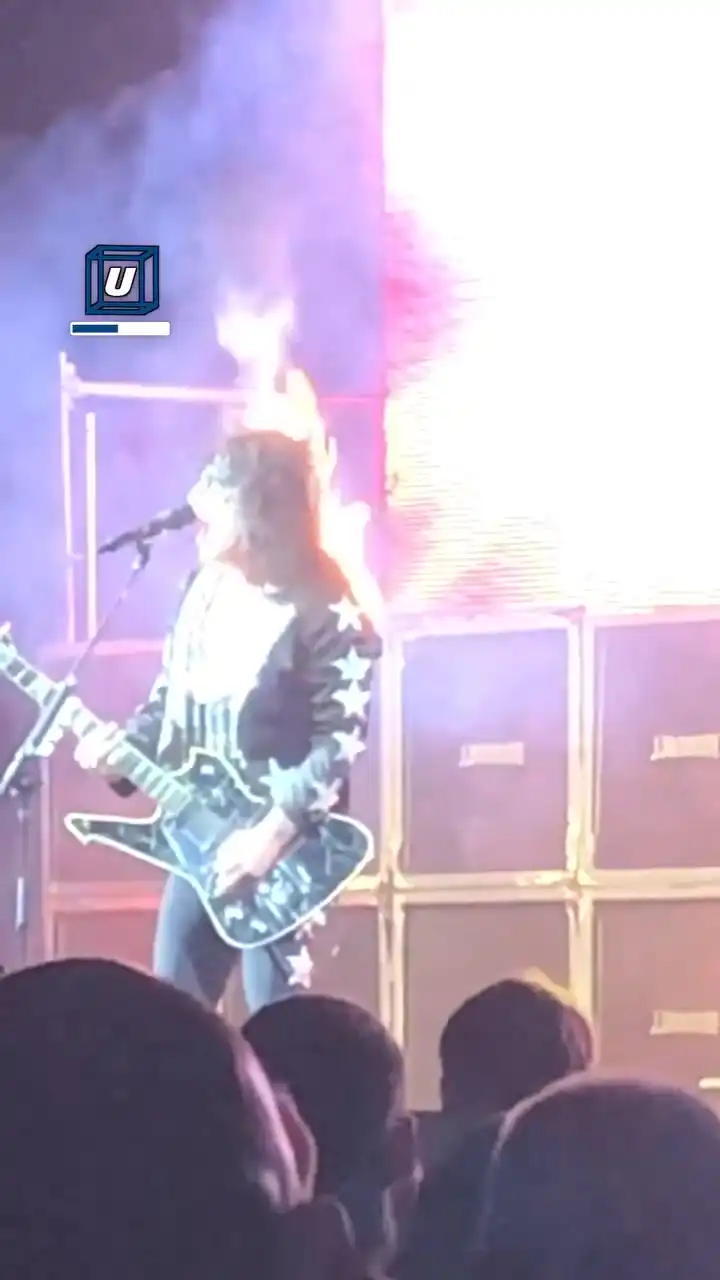 Pyrotechnics set singer's hair on fire 🔥