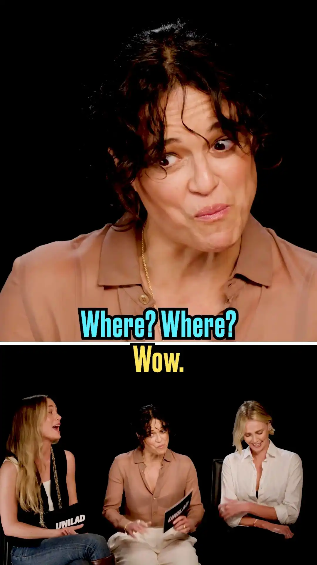 Brie Larson and Charlize Theron guess Michelle RodrΓguez play Do you even know me?