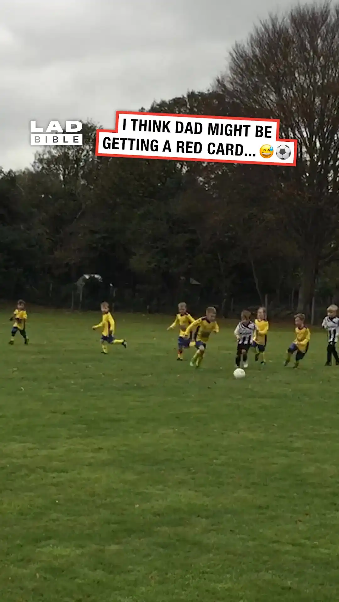 Dad pushes his son to save goal 😂⚽️