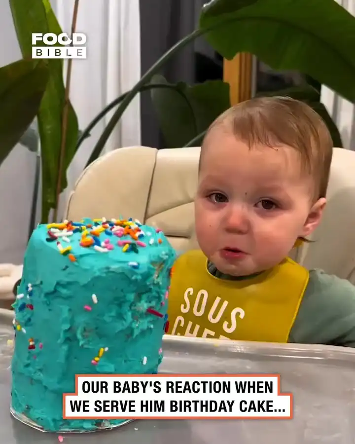 My baby when we serve him steak vs cake 😂