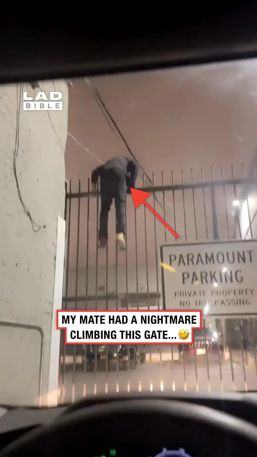 My mate had a nightmare climbing this gate 😂
