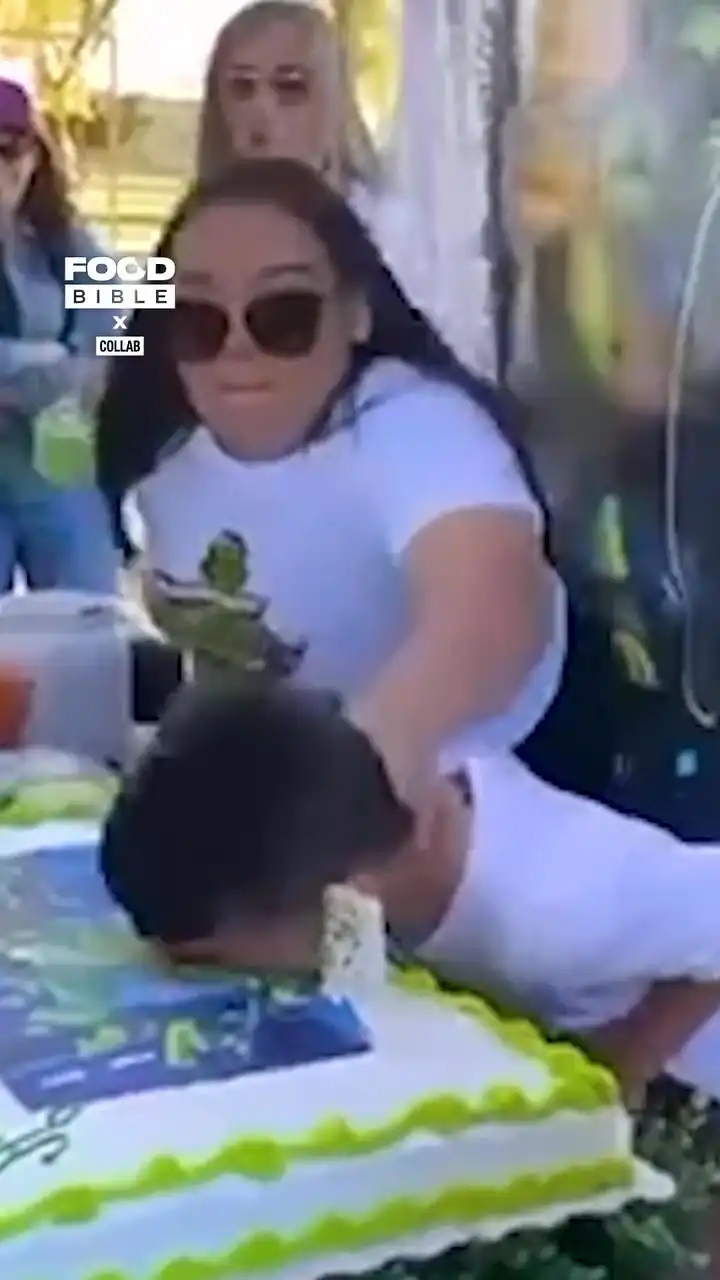 Kid gets mad after face is pushed into cake 😡