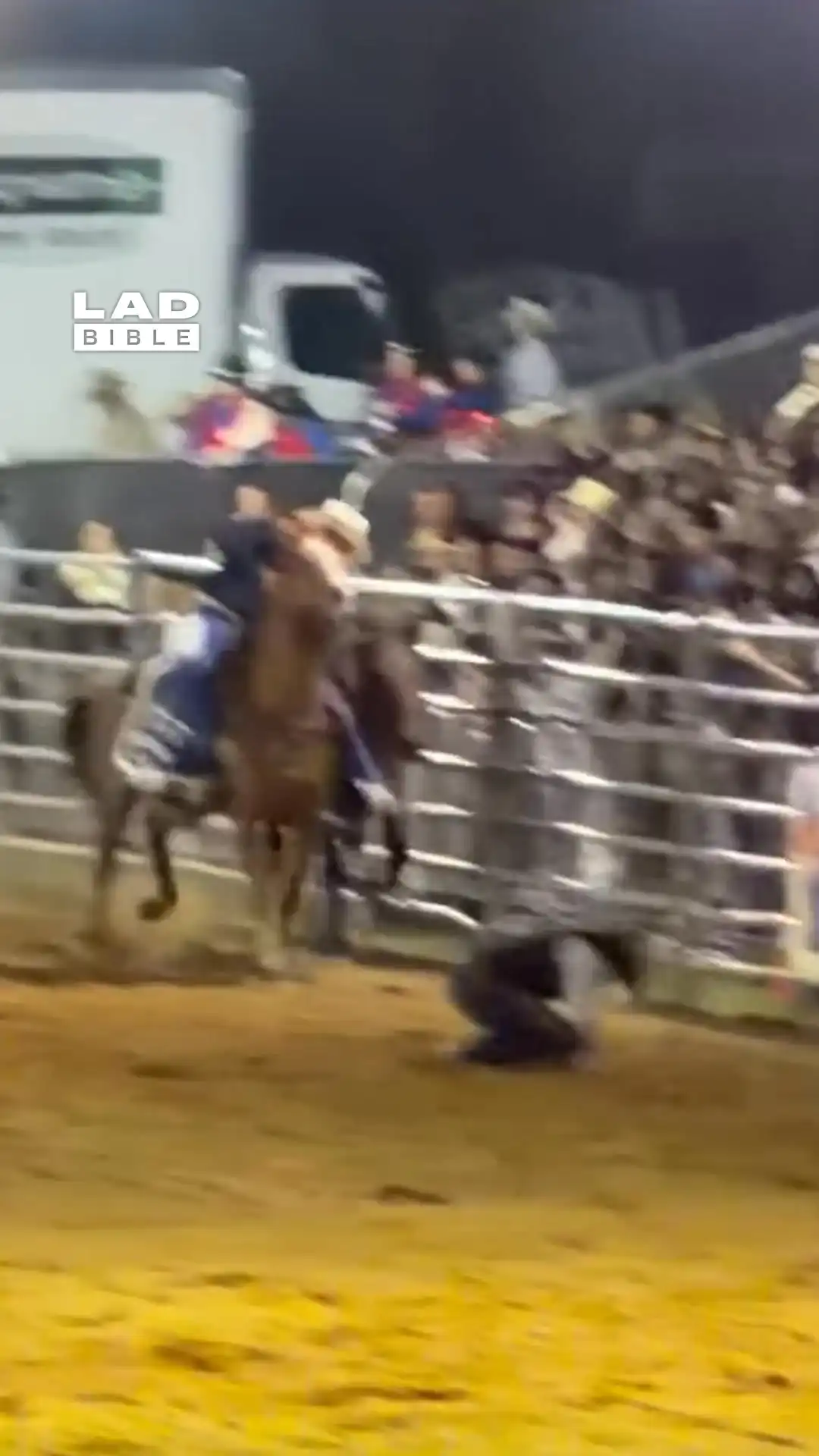 Cowboy gets knocked over by horse 😲