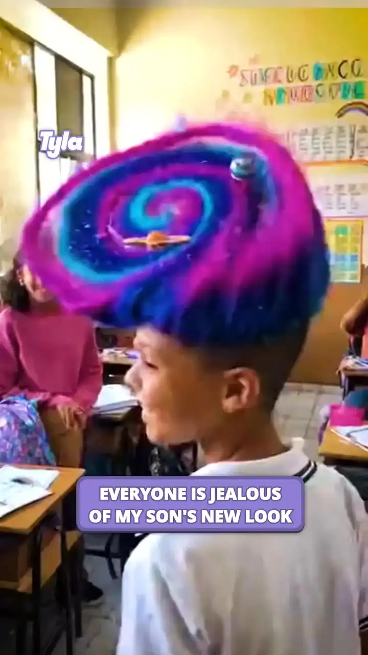 My son's rocking a galaxy hairstyle 🌌