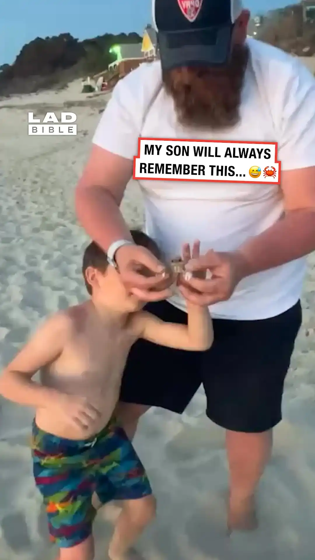 My son's first time holding a crab is a memorable experience 😂🦀